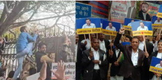 दिल्ली विधानसभा की गेट पर चढ़े BJP कार्यकर्ता हिरासत में लिए गए, वकीलों का केजरीवाल के समर्थन में प्रोटेस्ट